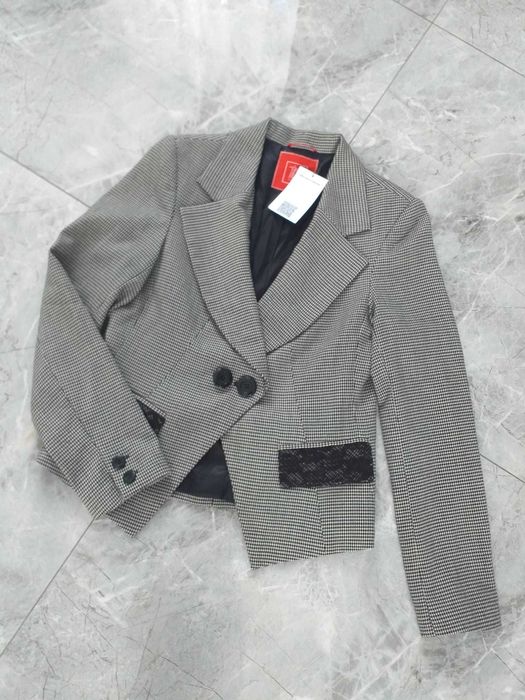 szara elegancka damska marynarka świąteczna vintage klasyczna S