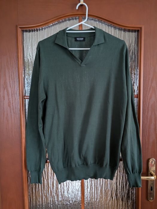 Męski sweter w serek, z domieszką wełny. Recman. Rozmiar M