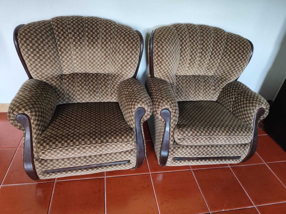 Conjunto de sofás em tecido