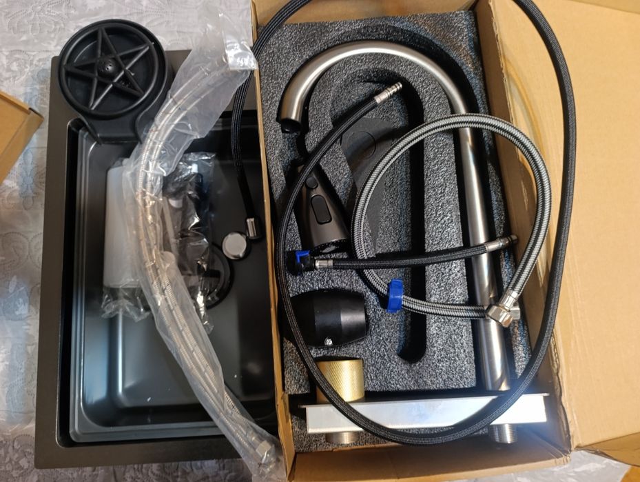 Мийка для кухні + змішувач Platinum Handmade Водоспад