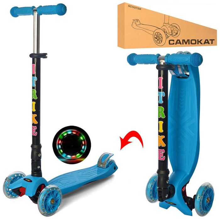 Дитячий триколісний самокат iTrike 3-003 MAXI підсвітка коліс до 50 кг