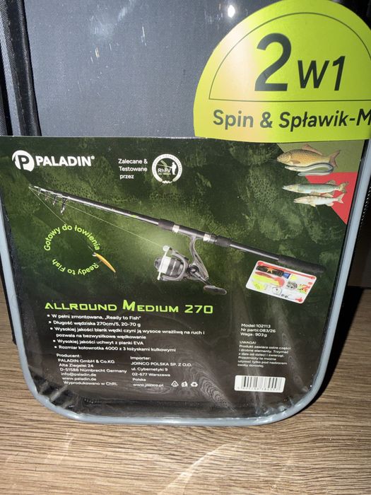 PALADIN zestaw wędkarski Medium 270 cm lekka Basic Allround 2w1 pokrowiec