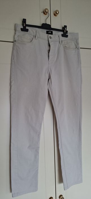 Calça Slim Fit Sarja Creme Homem Tam 40