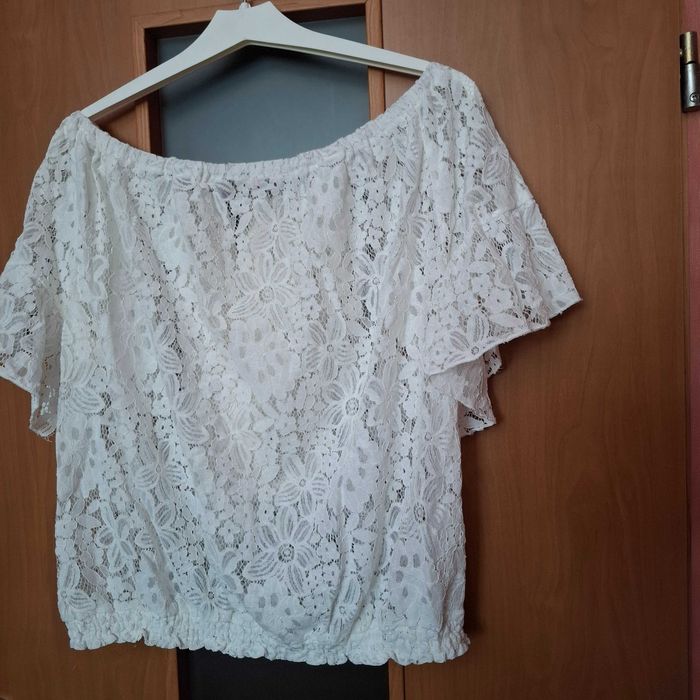 Bluzka biała koronka styl boho jak nowa Azara Paris rozmiar S/M
