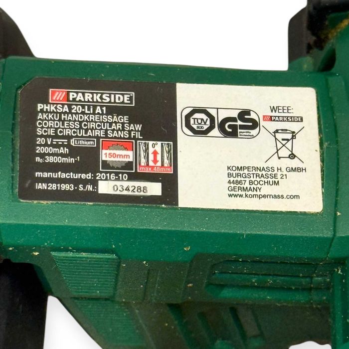 PARKSIDE Akumulatorowa pilarka piła ręczna PHKSA 20-Li A1, 20 V