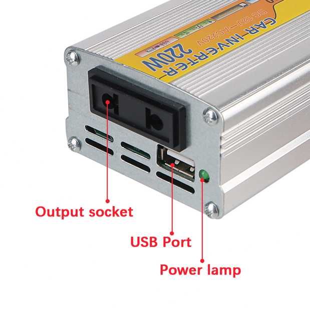 Przetwornica napięcia samochodowa - falownik - 12V/230V - 220W - 6szt