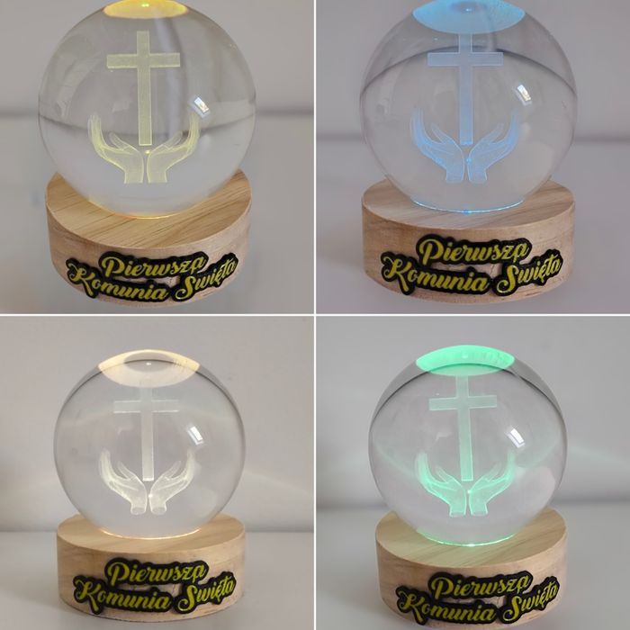 Lampka nocna Pamiątka Pierwszej Komunii Świętej kryształowa kula