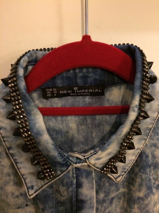 Designerska koszula jeans ćwieki