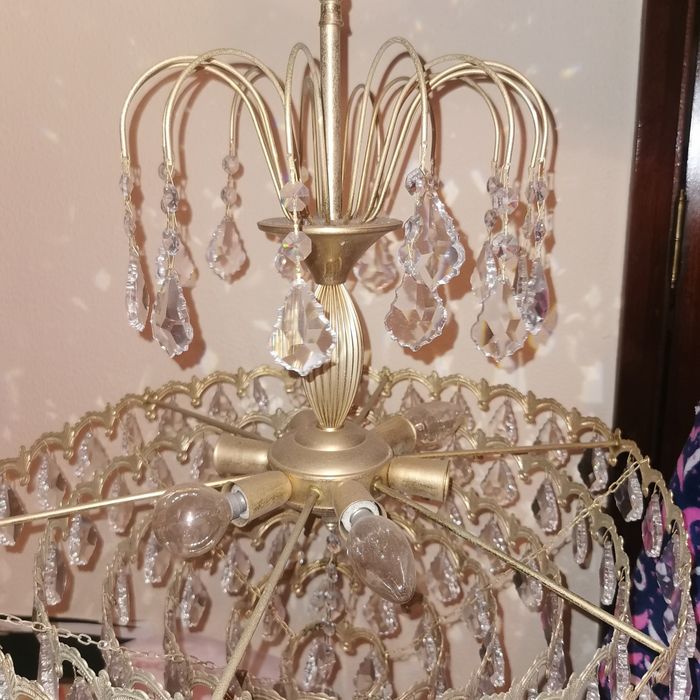 Candeeiro  cristal + apliques