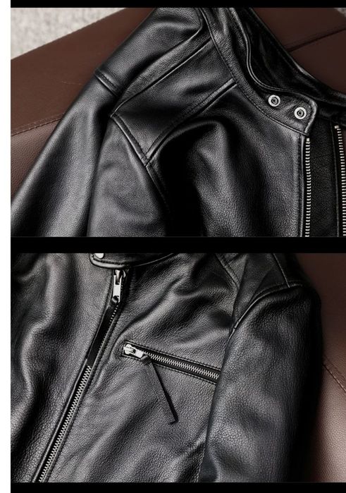 Шкіряна куртка теляча стильна чоловіча з коміром стійкою Дніпро.