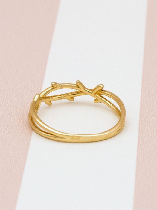 Pierścionek złoto 585, gałązka, listki