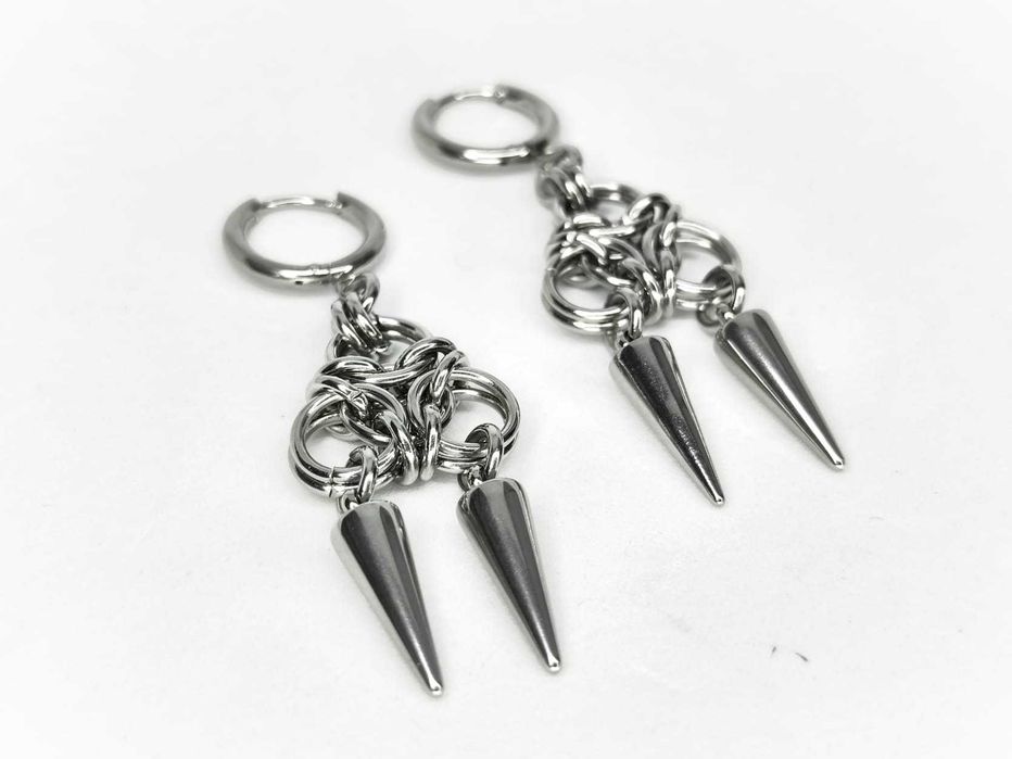 Kolczyki chainmaille z kolcami gothic punk cyber goth industrial