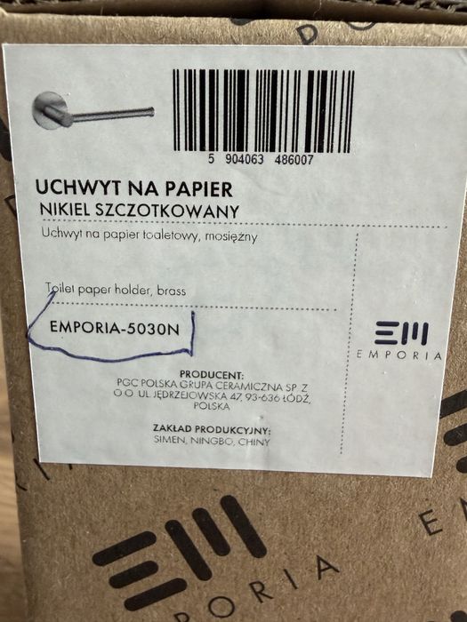 Uchwyt na papier EMPORIA nikiel szcotkowany