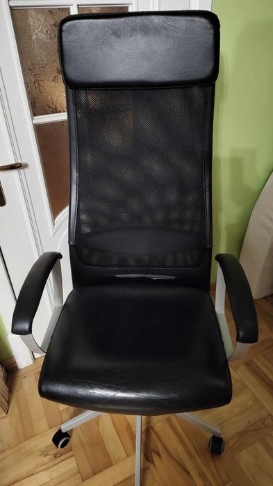 Krzesło biurowe obrotowe fotel Ikea Markus skórzane transport gratis