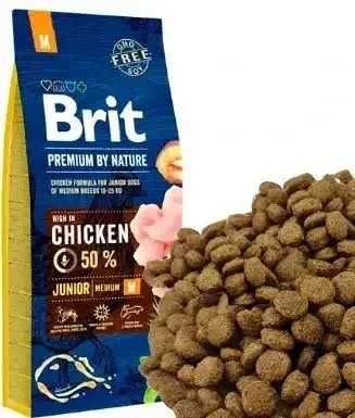 Сухий корм Brit Premium Junior M для цуценят середніх порід 15кг курка