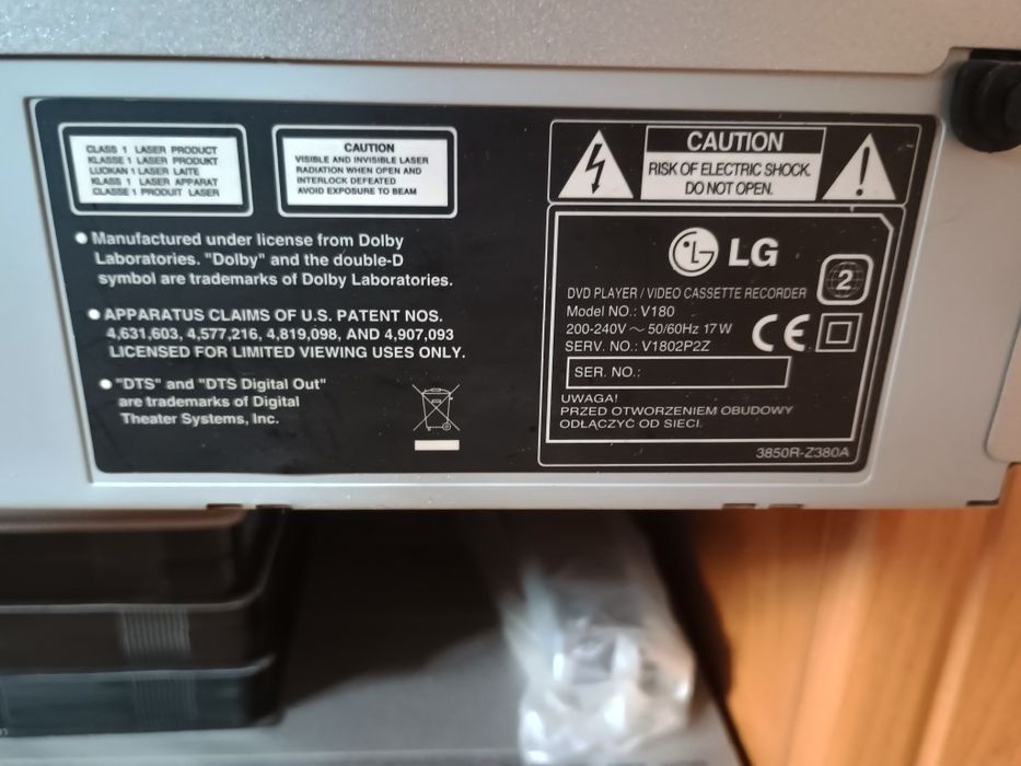 LG V180 combo 2w1 DVD + VHS recorder