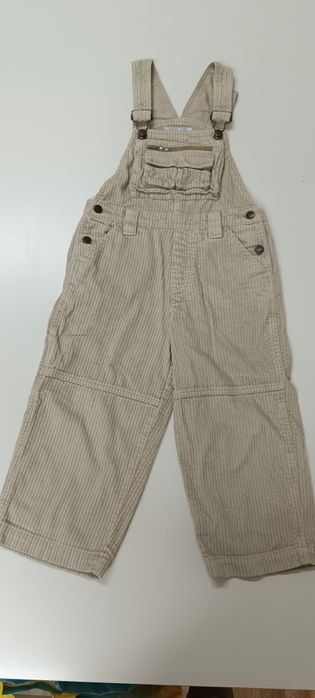 Jardineiras para criança em bombazine bege