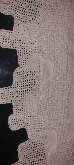 Toalha de linho e crochet