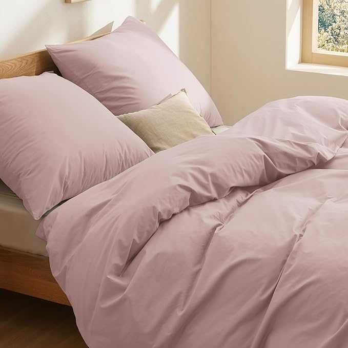 BEDSURE Pościel Bawełniana 200x200 cm Różowa Oeko-Tex