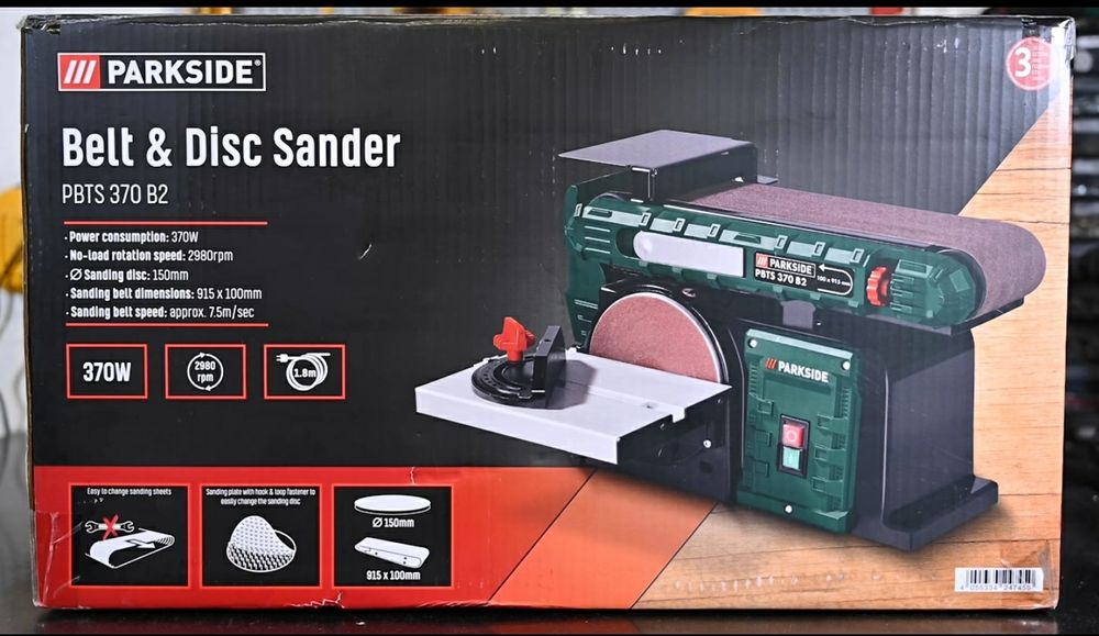 Лєнточно дисковий шлифовальний станок GERMAN Parkside PBTS 370/гріндер