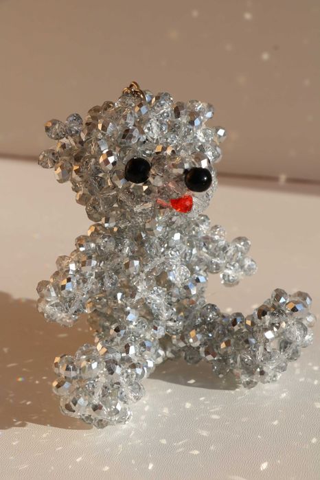 Брелок, сувенир мишка из бусин, страз; Новый