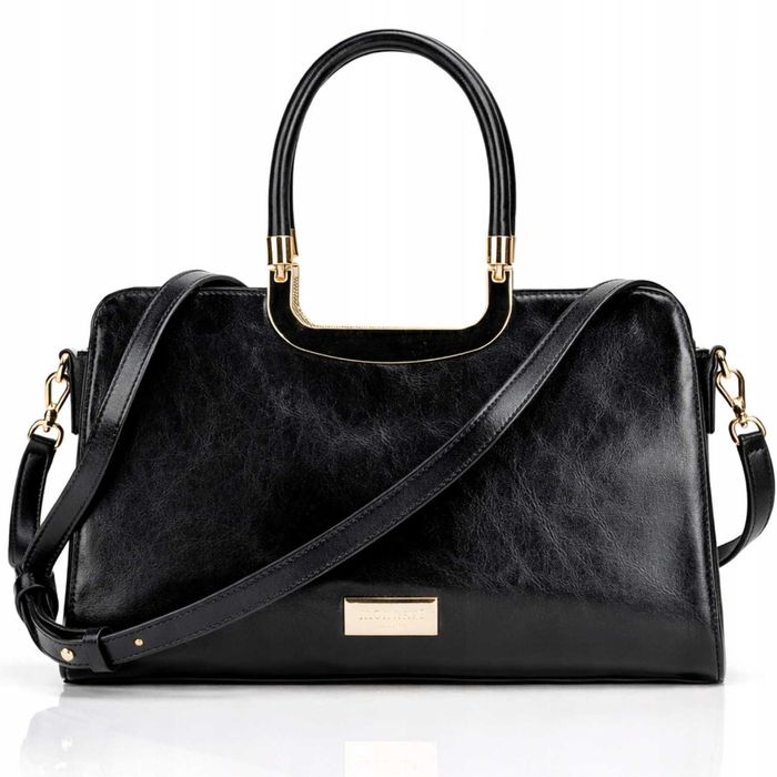 Torebka damska MONNARI BAG1450 czarna połysk elegancka kuferek