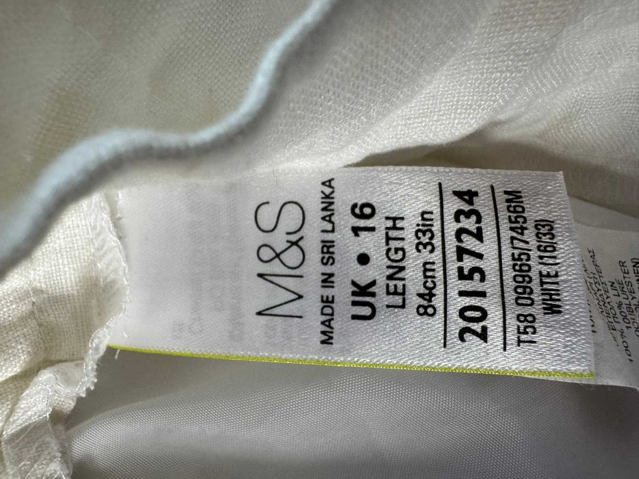 Biała lniana spódnica M&S r.44/46