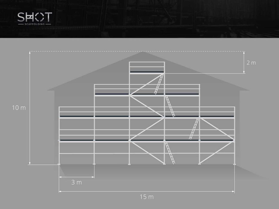 Rusztowanie na ścianę szczytową typ Plettac 120m2 NOWE--TANIO-ZOBACZ