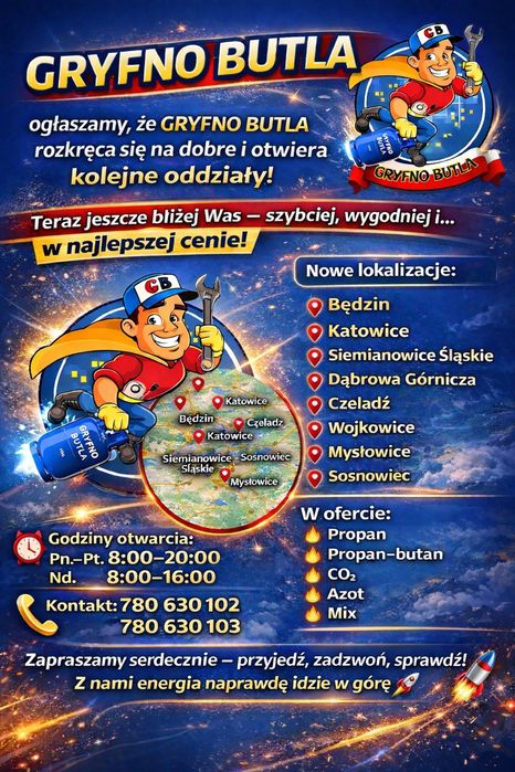 Butle gazowe, Propan, Propan - Butan, Soda co2, Mix, Dowóz Gratis, Gaz