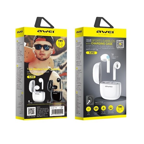 AWEI słuchawki Bluetooth 5.0 T28 TWS+ stacja dokująca biały/white