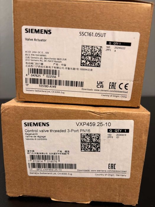 Zawór 3-drogowy VXP 459.25-10 z siłownikiem SSC161.05UT SIEMENS