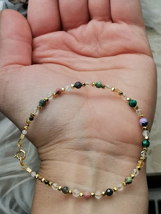 Bransoletka znak zodiaku Byk turkus szmaragd szafir srebro 925 chryzok