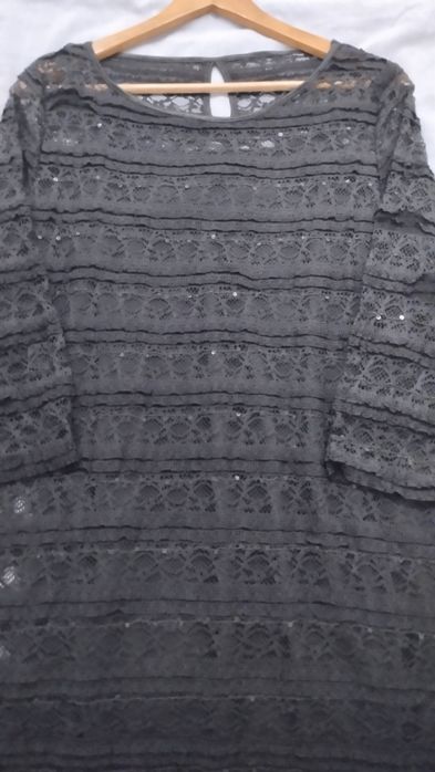 Vestido chique renda preto cerimónia