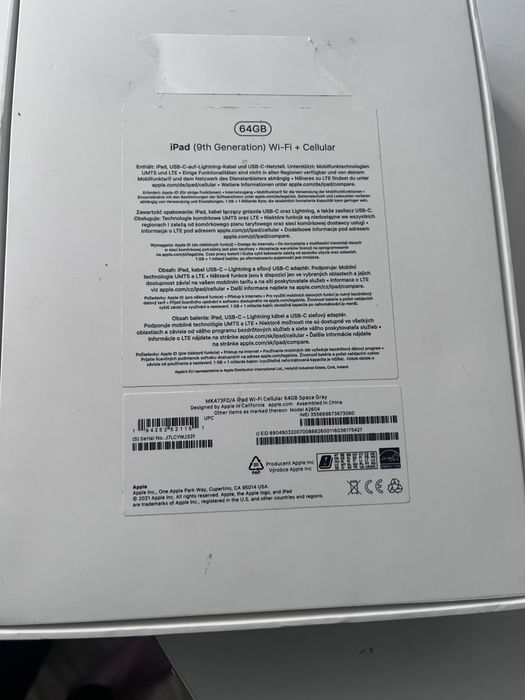 iPad 9 gen 10.2” Wi-Fi + Cellular – stan idealny