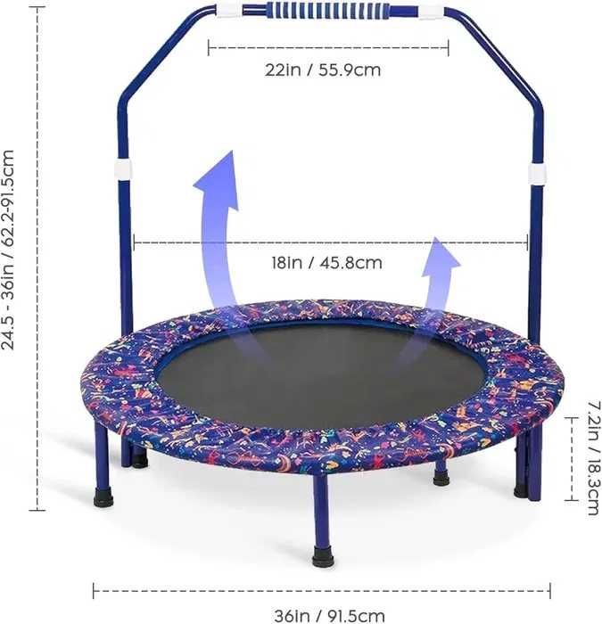 Trampolina z drążkiem dla dzieci, Ø ok. 91 cm niebieska