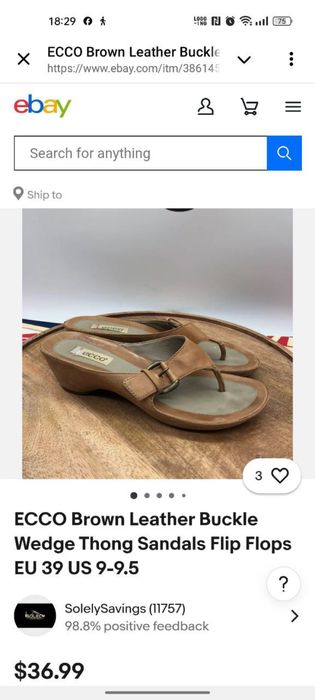 Ecco кожаные  вьетнамки 39р