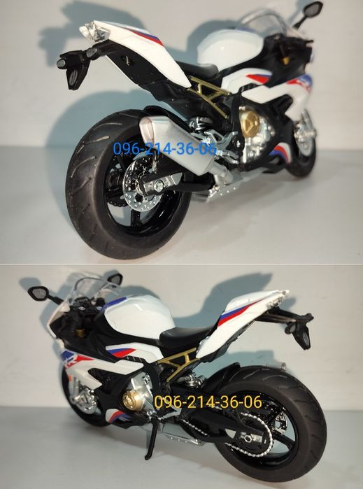 BMW S1000RR модель мотоцикла 1:12 со светом, металл.