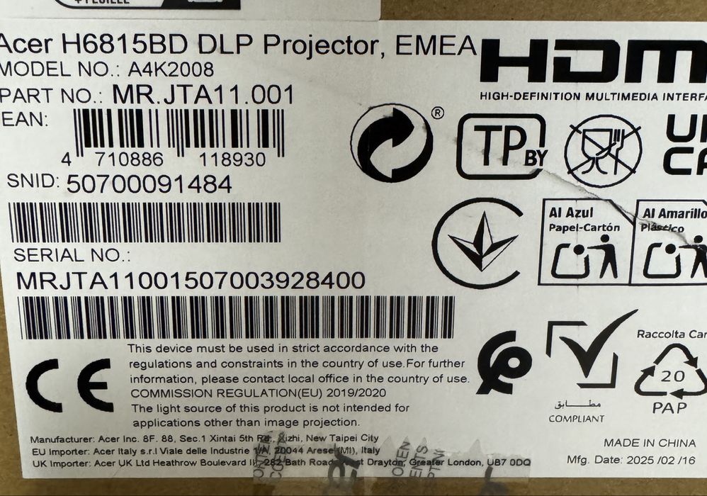 Проектор Acer H6815BD