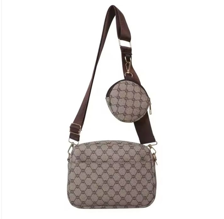Torebka z saszetka monogram wzór 2w1 listonoszka nerka crossbody torba