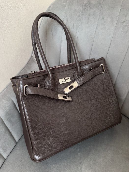 Жіноча шкіряна сумка тоут шоколадна vera pelle