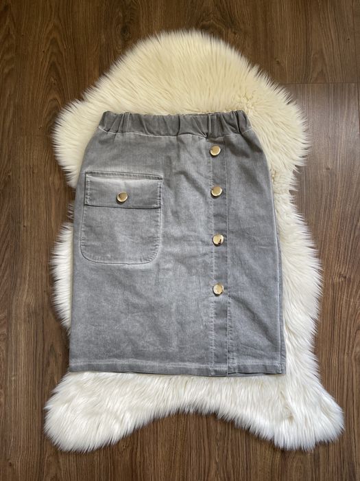 Moda bella szara spódnica XS bawełniana