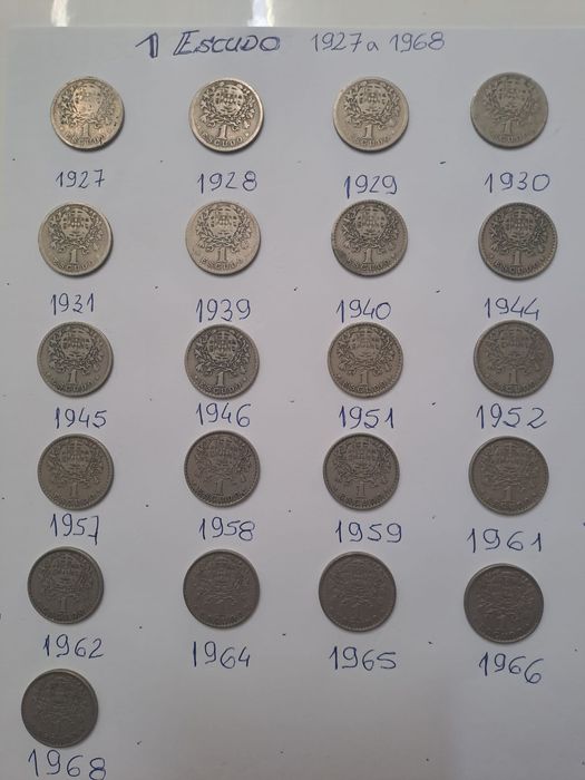 Moedas 1 Escudo 1927 a 1968