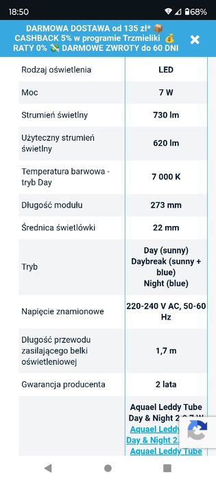 Oświetlenie Aquael 7w day night