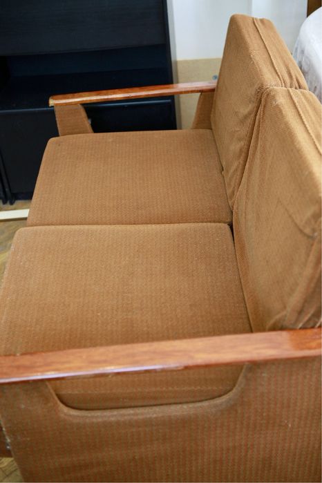 Диван розкладний текстиль + дерево дуб
