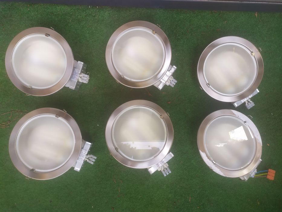 6 x duża okrągła lampa sufitowa wpuszczana srebra średnica 23cm Lexman