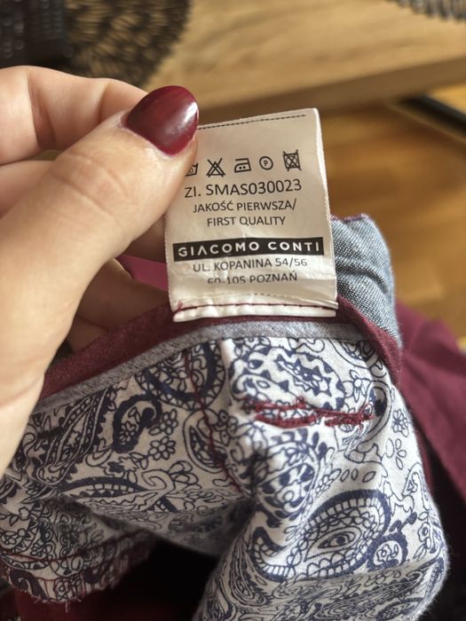 Spodnie męskie giacomo conti 182/106 eleganckie bordowe wiśniowe