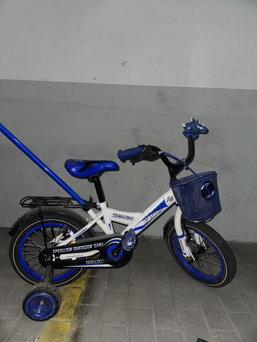 Rowerek rower dziecięcy 14 cali - z koszykiem, kółkami bocznymi BMX