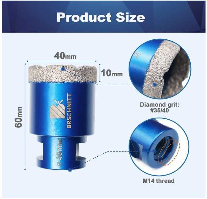 Otwornica diamentowa do gresu 40mm M14 BRSCHNITT