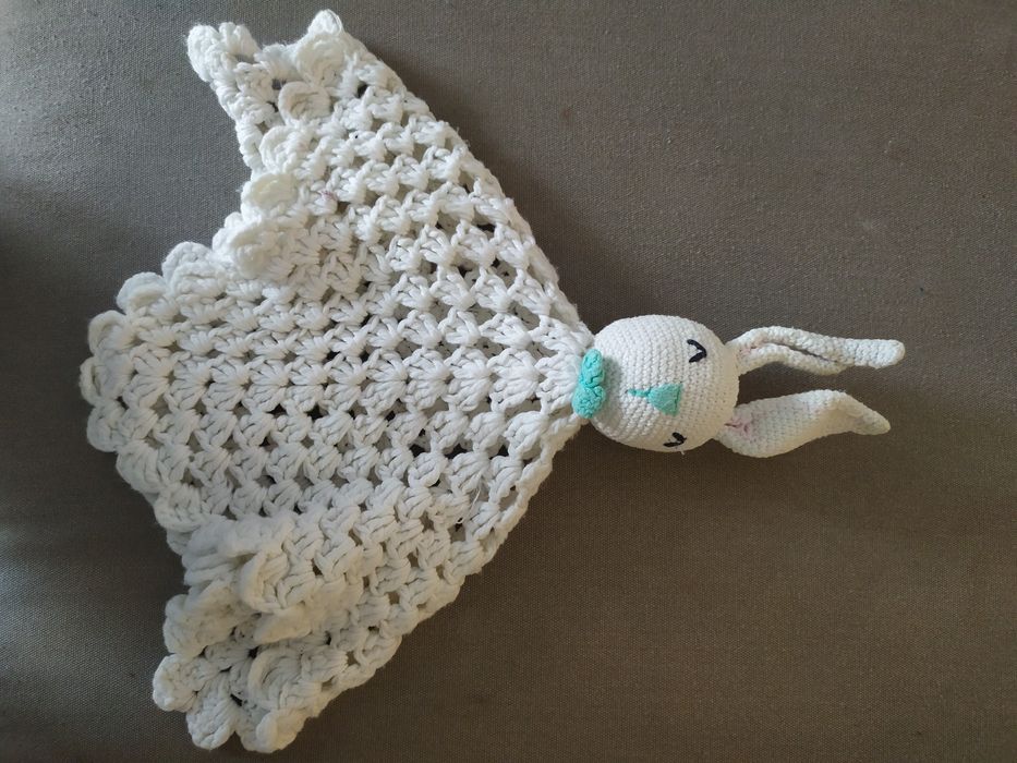 maskotka przytulanka do spania bialy krolik handmade bawelna
