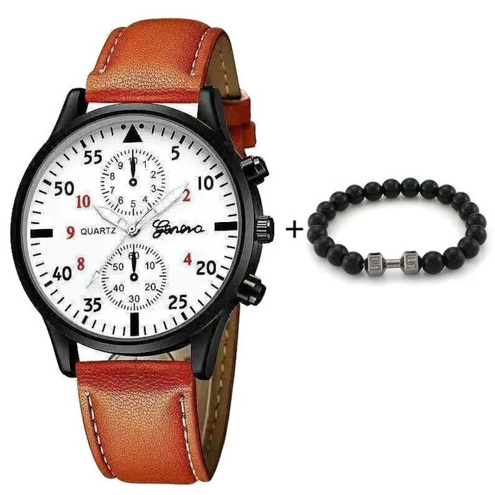 skórzany męski zegarek na rękę biznesowy